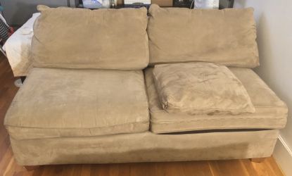 1 Nubuck Suede Smooth Nap Leather Sofa Couch with 3 pillows