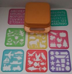 Tupperware Tuppertoys Stencils and Carrying Case