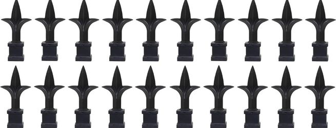 3/4" Black Plastic Trident Spear Finial Fence Topper for Wrought Iron Picket Fence (100, 3/4") 100 3/4 Inch