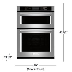 KitchenAid - 30" Single Electric Convection Wall Oven with Built-In Microwave - Stainless Steel 