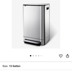 Kitchen Trash Can - ELPHECO - 13.2 Gallon Stainless Steel Garbage Bin with Soft Slow Lid, 50 Liter Pedal Trash Can, Durable Pedal, Removable Plastic I
