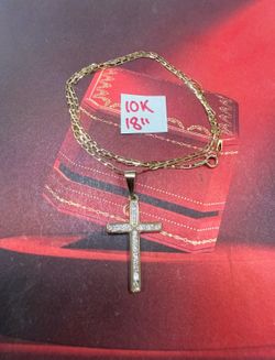 10K Solid Gold Chain and Pendant For Wedding 18 Inches Long