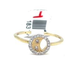 10KT Yellow Gold Half Moon Diamond Ring .10CTW Size 7 183190/3