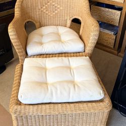 Wicker chair and Ottoman