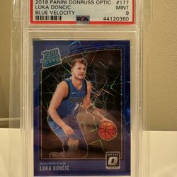 Luka Doncic Optic Rated Rookie Blue Velocity PSA 9