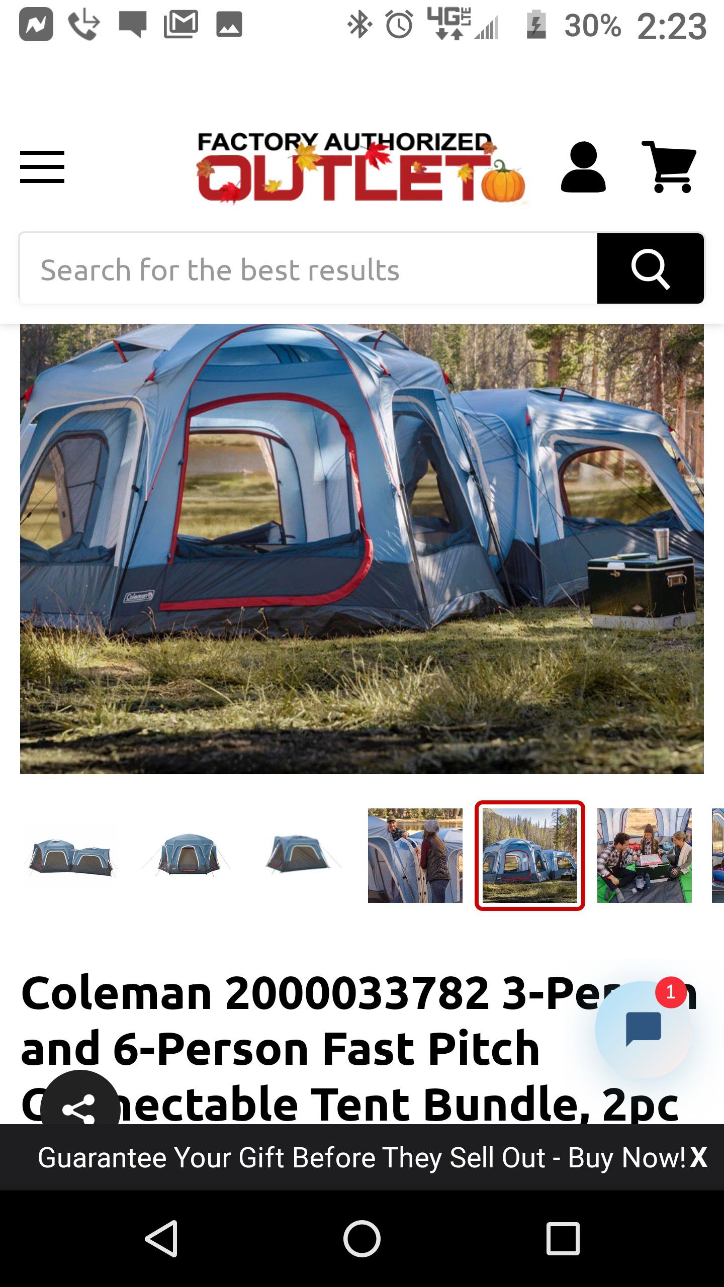 Photo Coleman Connectable 6 Person Fast Pitch Tent Buble