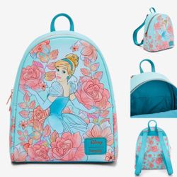 Loungefly Disney Cinderella Pink Flowers Mini Backpack 