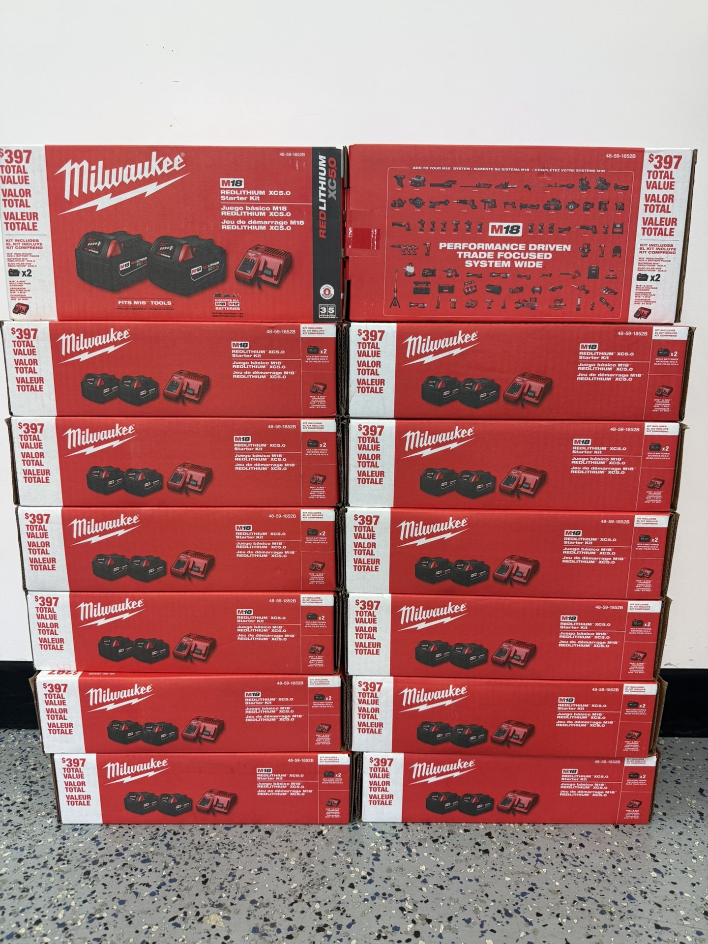 Milwaukee 48-59-1852B M18 18V Lithium-Ion Starter Kit With Two XC 5.0 Ah Battery Packs And Multi-Voltage Charger
