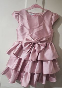 Pink Bow Taffeta Little Girl's Dress