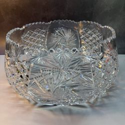 Mom’s Gorgeous Vintage Rare Oversized size Extra Large Bohemian Crystal Flat Bottom 11” fruit Bowl. Excellent condition. Mid-20th Century American Bri