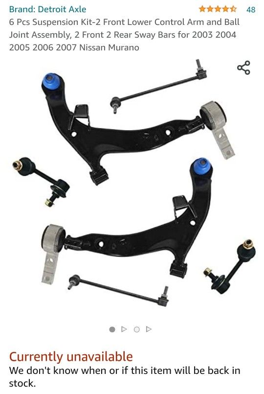 6 Pcs Suspension Kit-2 Front Lower Control Arm and Ball Joint Assembly,