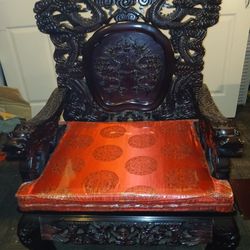 Antique Chinese Hand Carved Dragon Chair