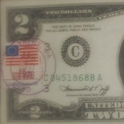 1976 $2 bill with stamp 4/13/1976