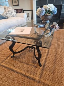 Glass wrought iron table