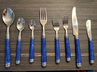 Hampton Silversmiths San Remo Blue 64-Piece Flatware Set