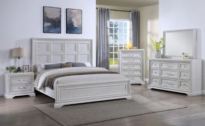 Bedroom set 4 pc Queen size Antique White finish, New Especial price