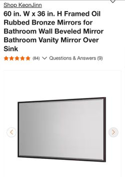 KeonJinn 60x36 Oil Rubbed Bronze Framed Bathroom Mirror