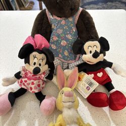 Vermont Teddy Bear And Three Disney Characters