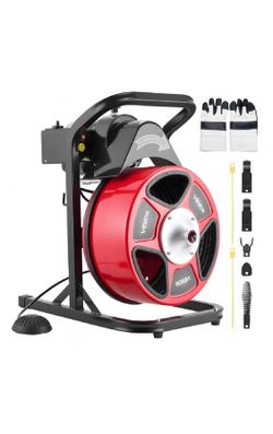 VEVOR 50 ft x 1/2 in Electric Drain Cleaner Machine Sewer Snake Auger 4 Cutters