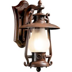 GZBtech Small Rustic Lantern Wall Sconce Outdoor & Indoor, Waterproof Vintage Oil Rubbed Bronze Wall Lamp with Frosted Shade, Wall Mounted Lighting Fi