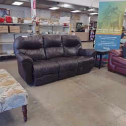 Brown Leather Double Reclining Couch