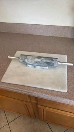 Marble cutting board and rolling pin