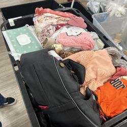 Full Bin Of Baby Girl Clothes