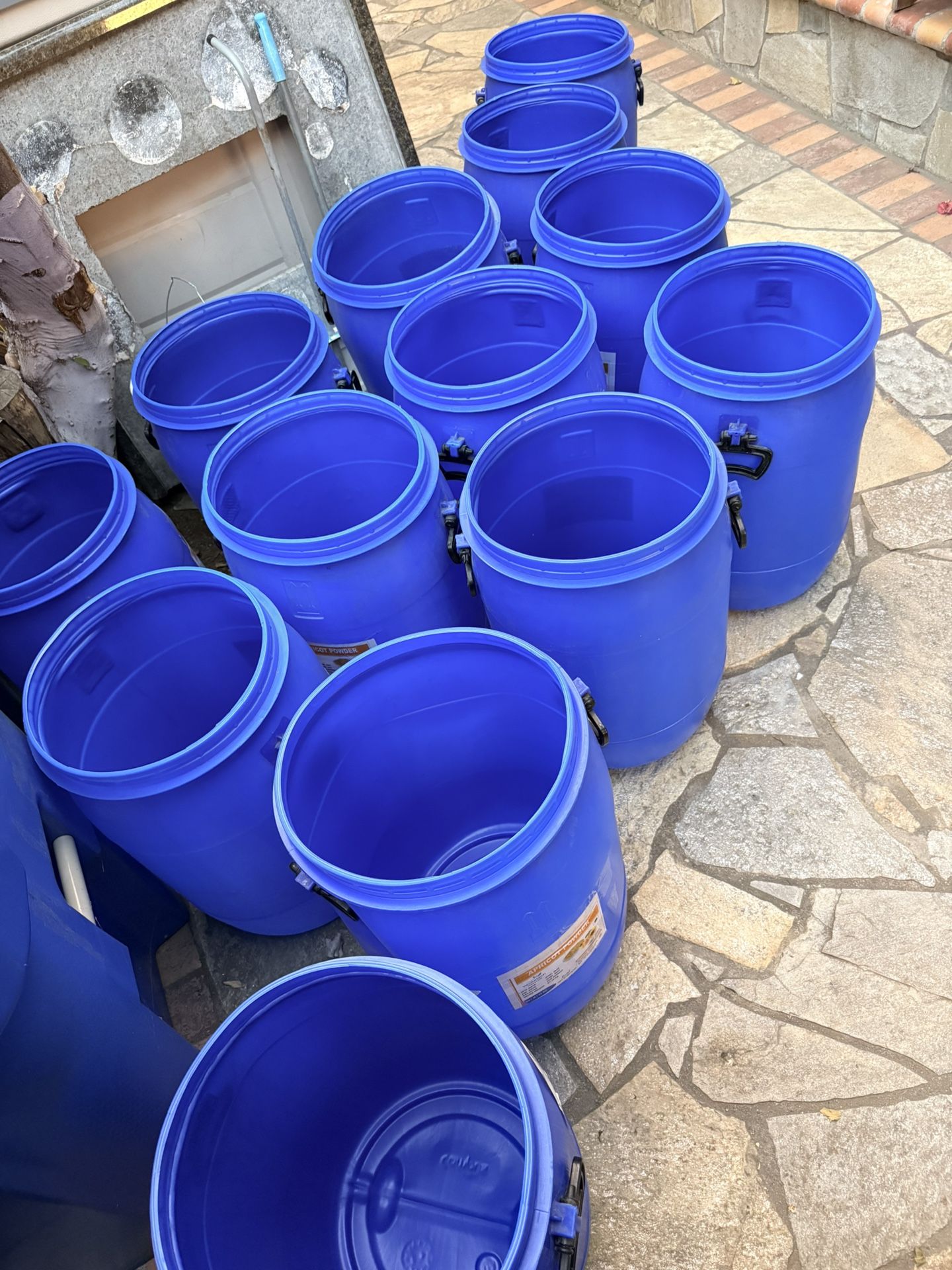 Food Grade 15 gallon blue plastic drum with Lid