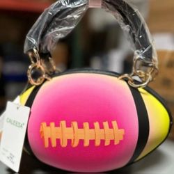 Caleesa 6675 Rainbow-B Pink and Yellow Football Purse