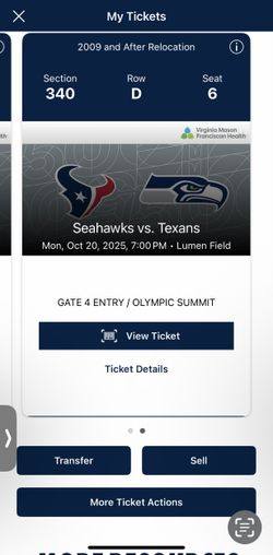 Seahawks vs Texans - 10/20