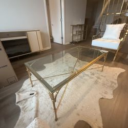 Beautiful Glass & Gold Coffee Table & Side Table