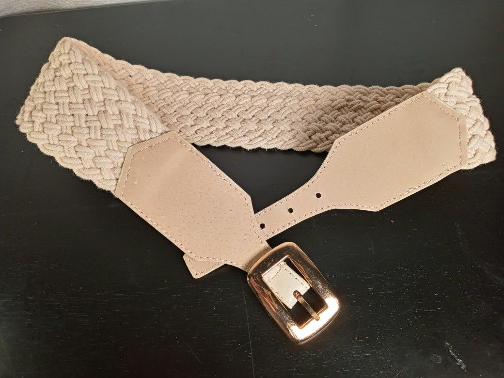 Elastic Wide Corset Belt Female Gold Buckle Cinch Woven Waistband Belts Med 26"