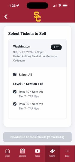 2 USC v WASHINGTON TICKETS!