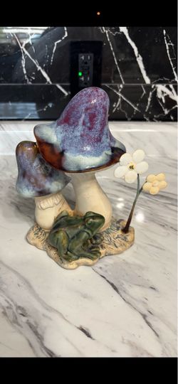 vintage glazed mushroom and frog
