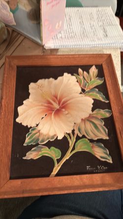 Frank Y Oda original framed painting on velvet, signed and patent pending numbered