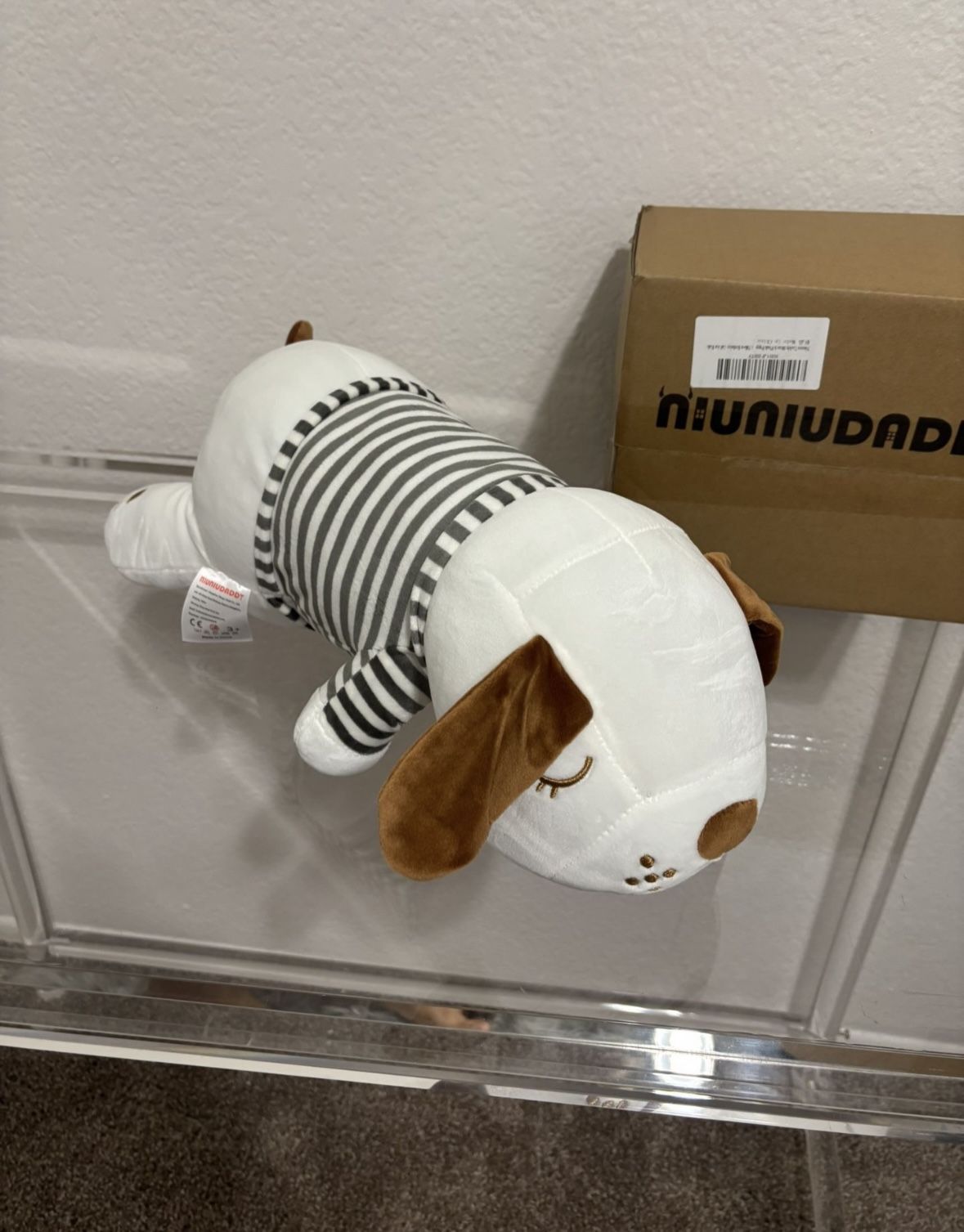 15" | 1.9 Pound Plush Puppy Weighted Stuffed Animal Soft Plush Toy Dog Cute Cuddle Hugging Pillow,