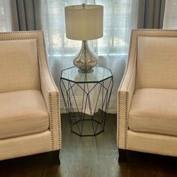 Abbyson Home Adrienne Accent Chairs In ivory/White (Set of 2), LIKE NEW