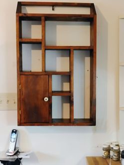 Vintage STURDY Solid Wood Cubby Wall Storage Shelf