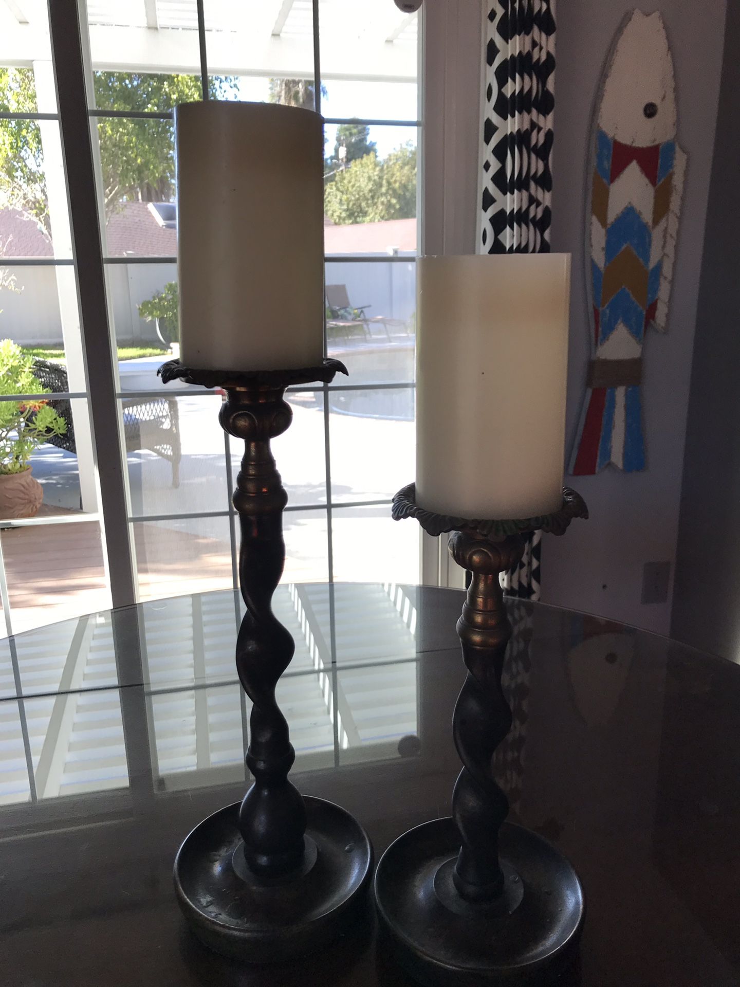 2 Southern Living brass twisted candlesticks