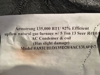 Armstrong Natural Gas Heat and A/C complete System