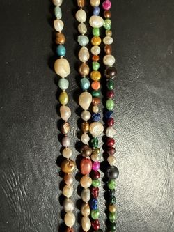Multicolor Fresh Water 60” Necklace Pair of 2
