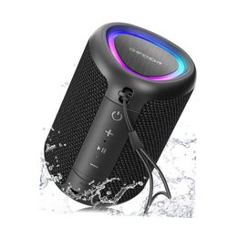 Portable Bluetooth Speaker with Lights, Powerful Crystal Clear Sound, IPX5 Waterproof, All Day Playtime, AUX&TF-Card Input, Bluetooth 5.3, TWS Paring,