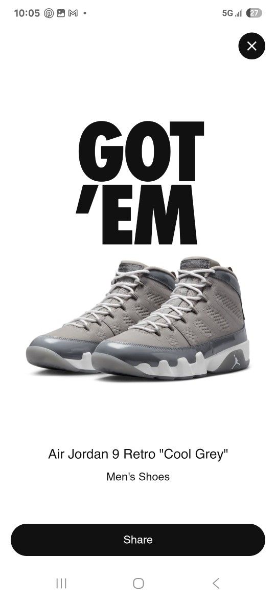 Jordan Retro 9's Cool Greys 😎