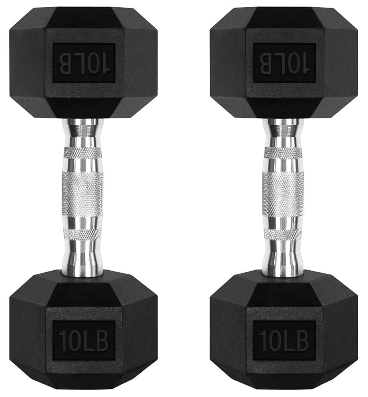 RitFit 10LBS  Rubber Encased Hex Dumbbell Sets with Optional Rack for Home Gym, Coated Hand Weight