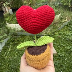 Unique Big Heart Flower Handmade Crochet Cute Gift Decoration Amigurumi