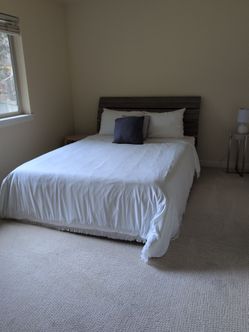 Wood Queen bed with mattress
