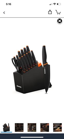 Astercook 15 Pcs Dishwasher Safe Knife Set with Built-in Sharpener
