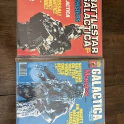Vintage Famous Monster Magazines Is She 149 And 150 Battlestar Galactica Theme 1970S