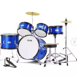 VEVOR Kids Drum Set 16 in. Beginner Full Drum Set with Bass Toms Snare Floor Drum Adjustable Throne Cymbal (5-Piece)