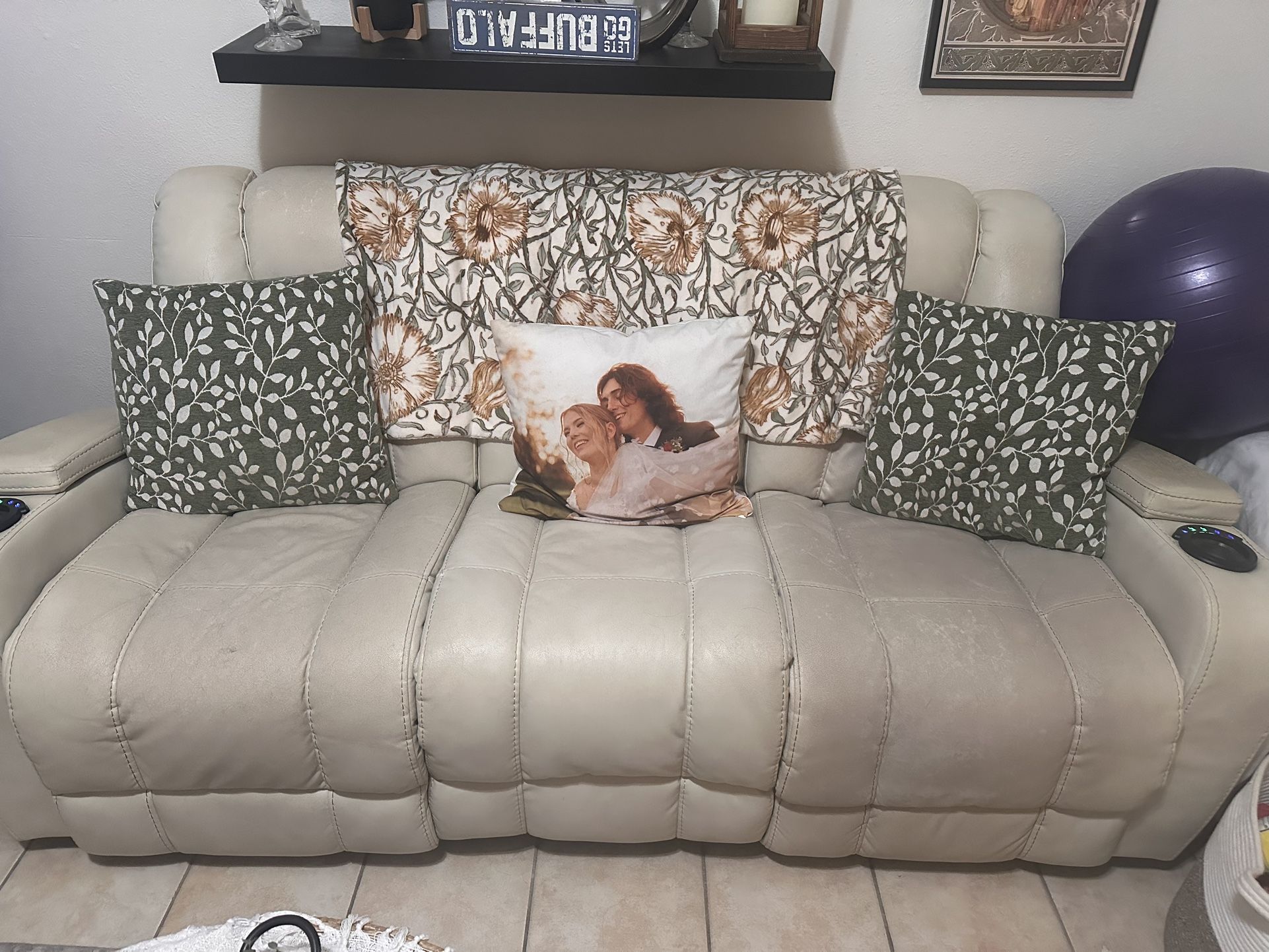 White Leather Recliner Couch